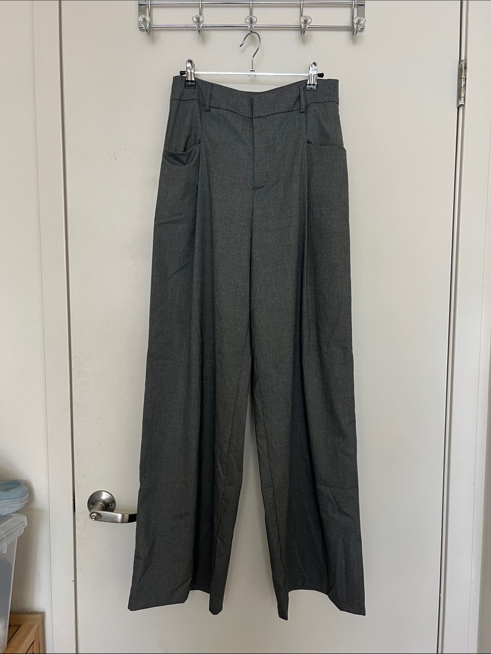 Zara Wide Leg Pants in Charcoal Gray